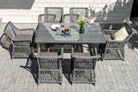 Обеденная группа плетеная, цвет графит 4SIS Латте LC6T-7-SET graphite