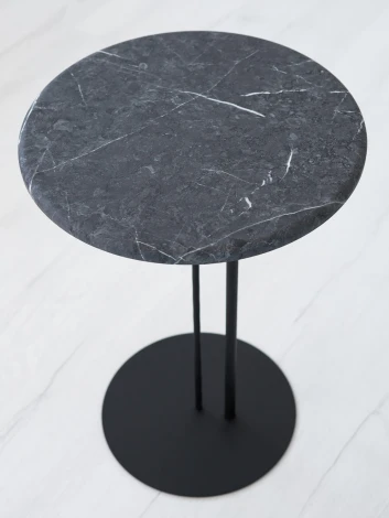 Стол приставной МеталлАрт М015 черный мрамор/черный Mebelik 009777