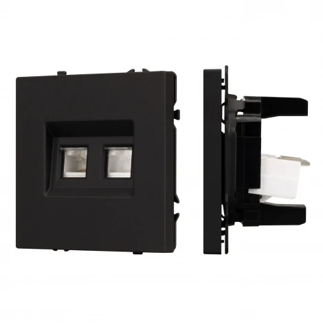 Розетка ARL NOBE компьютерная двойная софт-тач черный оникс SCT-MPC2-SFPL-BK (2хRJ-45, CAT6) (Arlight,) 054313(1)