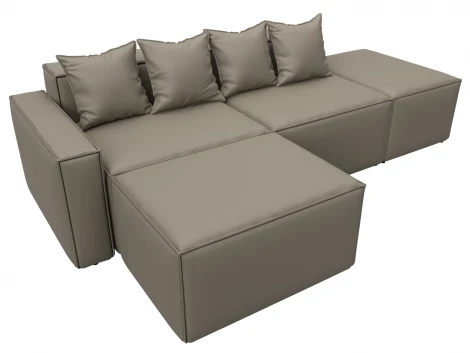 Диван угловой модульный Лига-063 угол левый (ДСП/Пластик/Экокожа/Бежевый) Лига Диванов 129788L