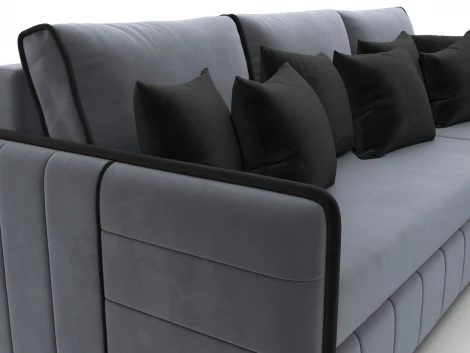 Диван угловой Лига-078 угол универсальный (ДСП/Пластик/Велюр/Серый,Черный) Лига Диванов 130989