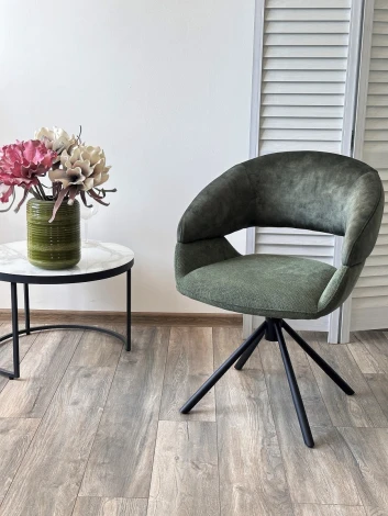 Стул M-City EMBER 360 град. поворот. 7525-156 Зеленый, велюр/ ENJOY-355 Зеленый, ткань/ Черный