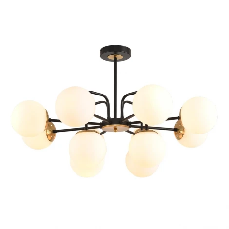 Потолочная люстра на штанге Lumion Elrona 8375/12C черный/латунь/белый, металл/стекло E27 12*60W 220V