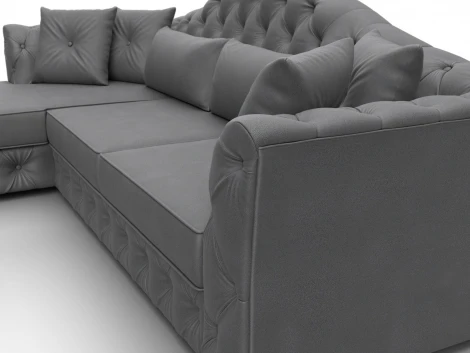 Диван угловой Артис левый угол (Брус,Рейка,Замша/Серый) Лига Диванов 128041L