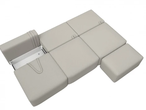 Диван прямой модульный с пуфом Лига-060 НПБ Лонг (ЛДСП,Брус,Фанера/Пластик/Рогожка/Бежевый) Лига Диванов 129708