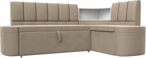Диван кухонный угловой Тефида правый угол (Бежевый,Коричневый/Велюр) Лига Диванов арт.126141