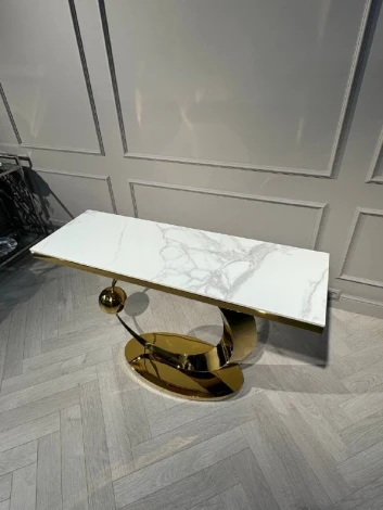 Стол-консоль IST-CASA Дрим IST-800,120х40х78 см, белый бентли/золотой