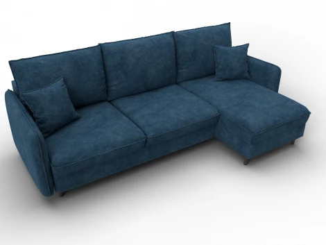 Диван угловой Лига-064 НПБ угол универсальный (ДСП/Дерево/Велюр/Синий) Лига Диванов 129643
