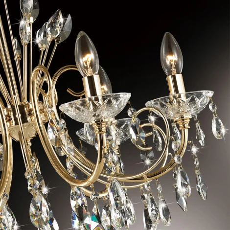 Подвесная люстра Odeon Light Versia 4977/6 (220V, хрусталь, подвески, на цепи, подсвечник, свеча)