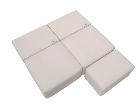 Диван прямой модульный с пуфом Лига-060 НПБ (ЛДСП,Брус,Фанера/Пластик/Замша/Бежевый) Лига Диванов 129668