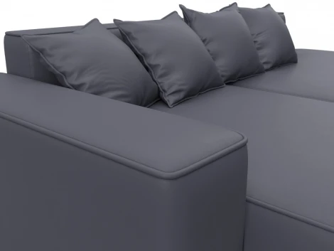 Диван угловой Лига-065 угол левый (ДСП/Пластик/Экокожа/Серый) Лига Диванов 129805L