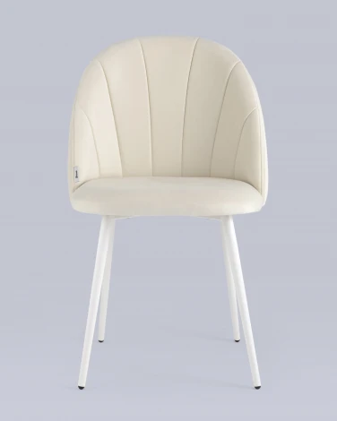 Стул Stool Group Логан велюр молочный белые ножки УТ000035501