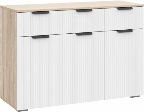 Комод Woodville Стокгольм КМ03-1200 дуб сонома / line софт пломбир