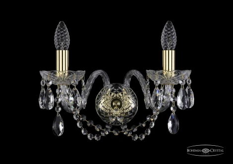 Бра Bohemia 1402 1402B/2/160/G (220V, хрусталь, подвески, подсвечник, свеча)