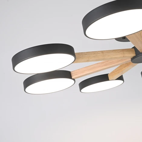 Потолочная люстра Wi-Fi на штанге Turna 8 Black By ImperiumLoft Turna01 (LED, 220V, голосовое управление, умный дом - Алиса)