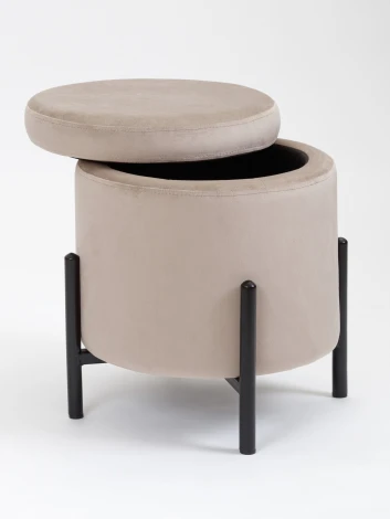 Пуф MyFar Фрэнк с ящиком серо-бежевый велюр MF1020-1