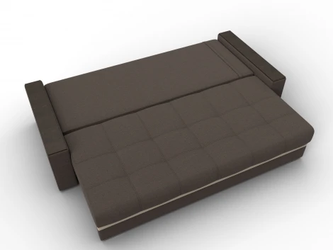 Диван прямой с декором Лига-096 НПБ (ДВП,ДСП,ЛДСП,Брус,Фанера/Пластик/Рогожка,Экокожа/Коричневый,Бежевый) Лига Диванов 132568