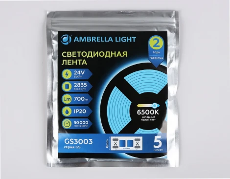 Светодиодная лента Ambrella Illumination GS3003 2835 60Led 6W/m 24V IP20 6500K 5m