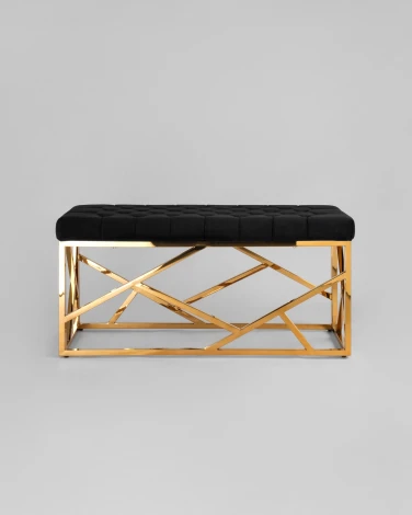 Банкетка-скамейка Stool Group АРТ ДЕКО велюр черный сталь золото УТ000001882