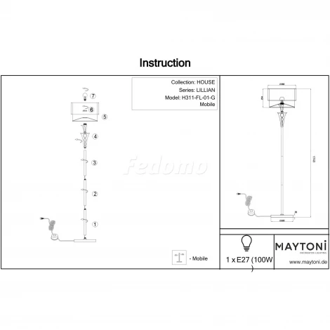 Торшер Maytoni Lillian H311-FL-01-G (220V, круглые)