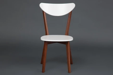 Стул жесткое сиденье MAXI (Макси) Белый + Коричневый (каркас бук, сиденье, спинка - мдф)