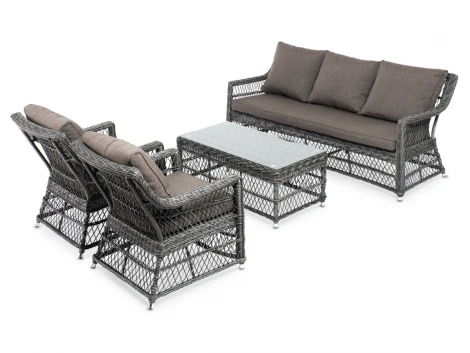 Лаунж-зона из искусственного ротанга, цвет графит 4SIS Гранд Латте GLS3C2T-4-SET graphite