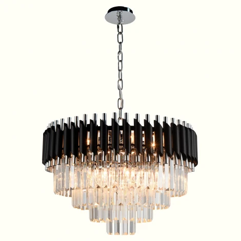 Подвесная люстра хрустальная Natali Kovaltseva DARIAN 76017/10C CHROME BLACK 8 x E14, 40W, CHROME BLACK