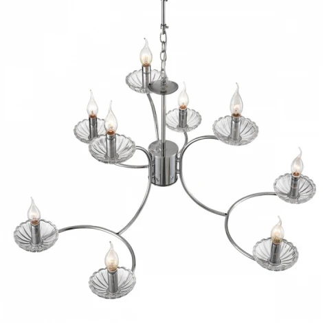 Подвесная люстра ярусная Lumion Lolina 8155/9 хром, металл/стекло Е14 9*40W 220V (на цепи, подсвечник, свеча)