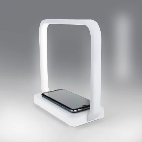 Интерьерная настольная лампа с беспроводным ЗУ Eurosvet Frame 80502/1 белый (LED, 220V, диммер, сенсорный выключатель)