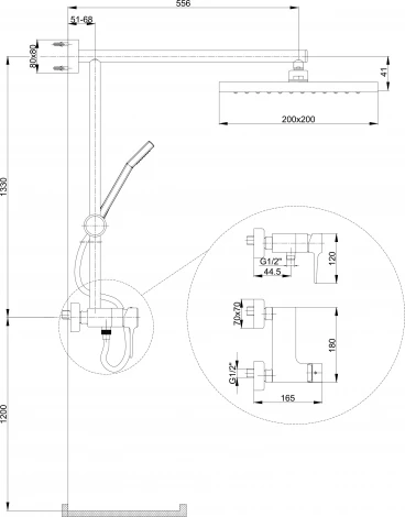 Душевая стойка E.C.A. Caro 102154006EX