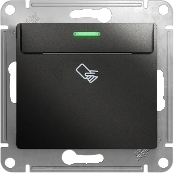 Карточный выключатель одноклавишный с подсветкой встраиваемый (антрацит) Systeme Electric Glossa GSL000769