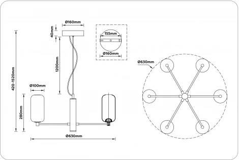 Подвесная люстра Ambrella High Light LH11107 (LED, 220V, на тросе)