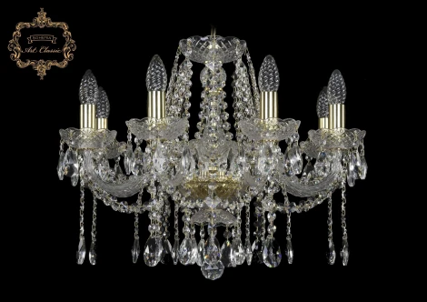 Подвесная люстра Art Classic 11.12 11.12.8.195.Gd.Sp (220V, хрусталь, на цепи, подсвечник, свеча)