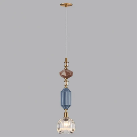 Подвесной светильник Odeon Light Terra 5414/1D античная бронза/синий/коричнев/стекло/керамика E14 1*40W (220V, на проводе, круглые)