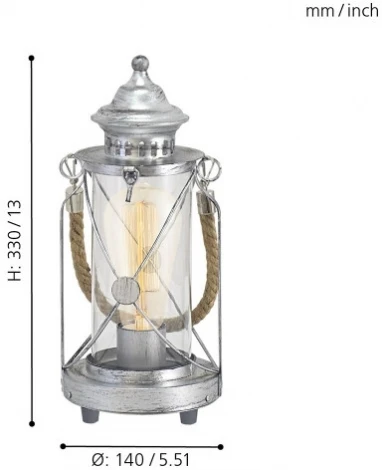Настольная лампа с выключателем в виде керосиновой лампы Eglo Bradford 49284
