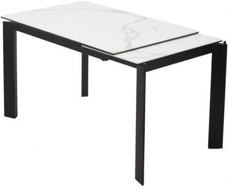 Стол CORNER 120 HIGH GLOSS STATUARIO керамика, стекло/ черный каркас М-City