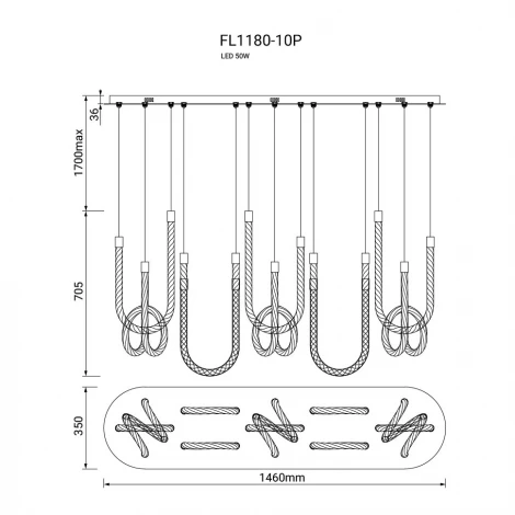 Подвесная люстра светодиодная Fluorite Levita FL1180-10P