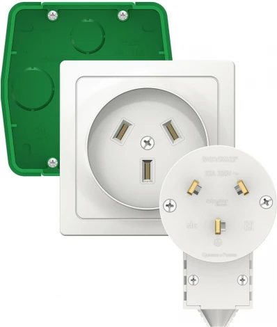 Комплект: розетка с вилкой для электроплиты 32А (белый) Systeme Electric W59 SK32-352-18