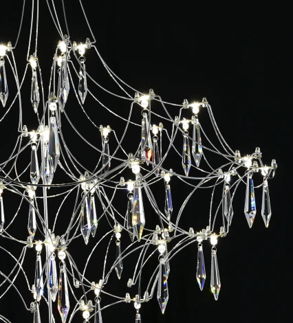 Подвесная люстра светодиодная с пультом и хрустальными подвесками Asfour MyFar Allegria MR2641-66P-76AP