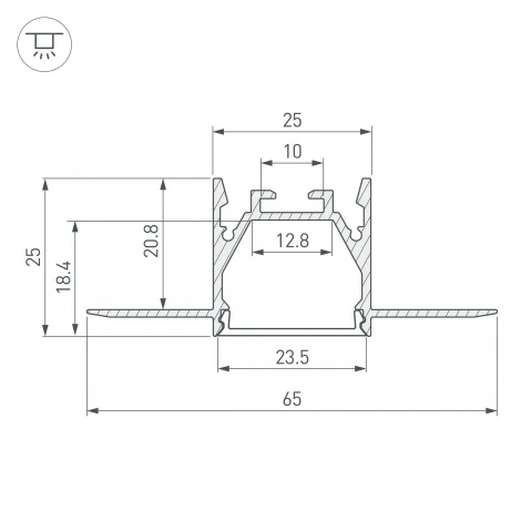 Профиль LINIA25-FANTOM-2000 ANOD (Arlight, Алюминий) 053806