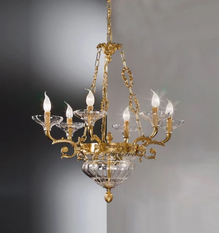 Подвесная люстра Nervilamp 571 571/6+3/AM (220V, на цепи, подсвечник, свеча)