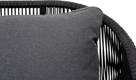 "Милан" диван 3-местный плетеный из роупа, каркас алюминий темно-серый (RAL7024) муар, роуп темно-серый круглый, ткань темно-серая 027 4SIS арт.УТ-00006817