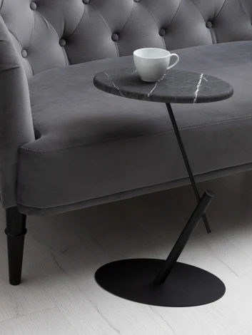 Стол приставной овальный МеталлАрт М015 черный мрамор/черный Mebelik 009509