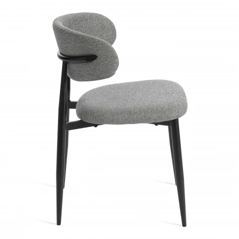 Стул обеденный Belsay/Белси / 2 шт. в упаковке велюр/металл, светло-серый/черный, 46х53х79см (Комплект из 2 шт.) Tetchair 25929