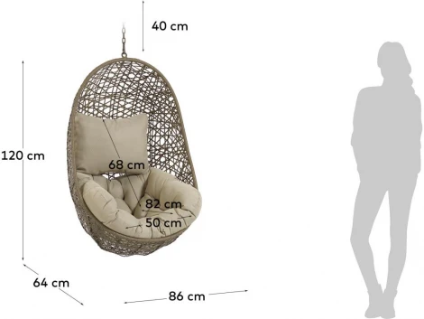 Кресло подвесное на стойке La Forma (ex Julia Grup) Florina (Коричневый/ Искусственный ротанг,Сталь,Пластик)