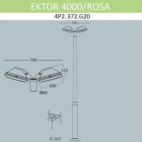 Наземный светильник Fumagalli Rosa 4P2.372.G20.LYF1R (220V, IP66)