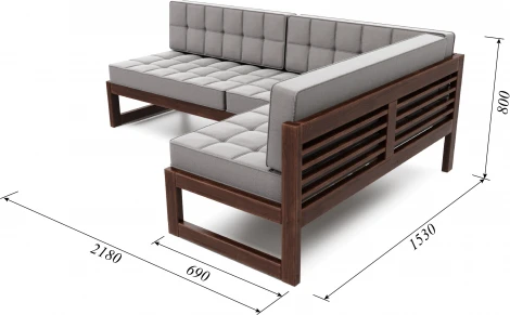 Диван Arsko угловой Сега У орех велюр серый