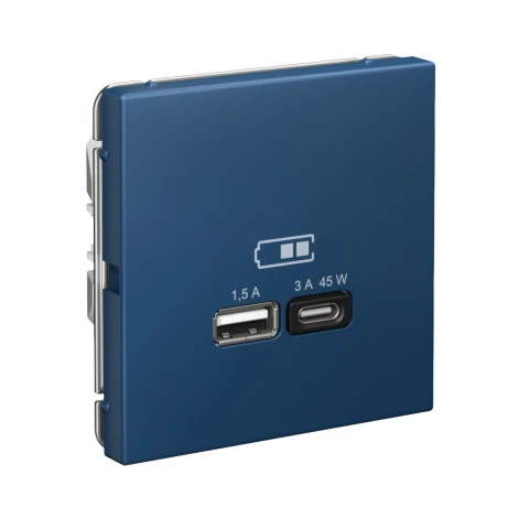Розетка с быстрой зарядкой USB Type A+С 45Вт (аквамарин) Systeme Electric GAL001129
