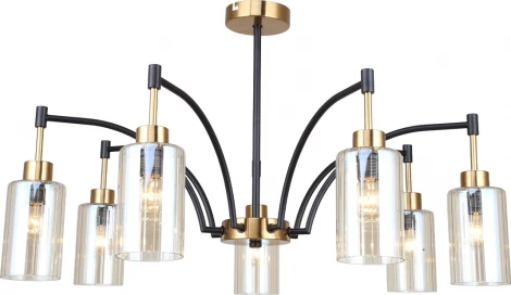Потолочная люстра на штанге Escada Lyrics 1166/7P 7x40Вт E14, металл/стекло, бронза/черный, прозрачный плафон (220V)