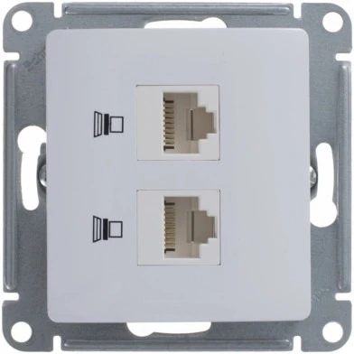 Розетка встраиваемая двойная Ethernet RJ-45 (белый) Systeme Electric GSL000185KK